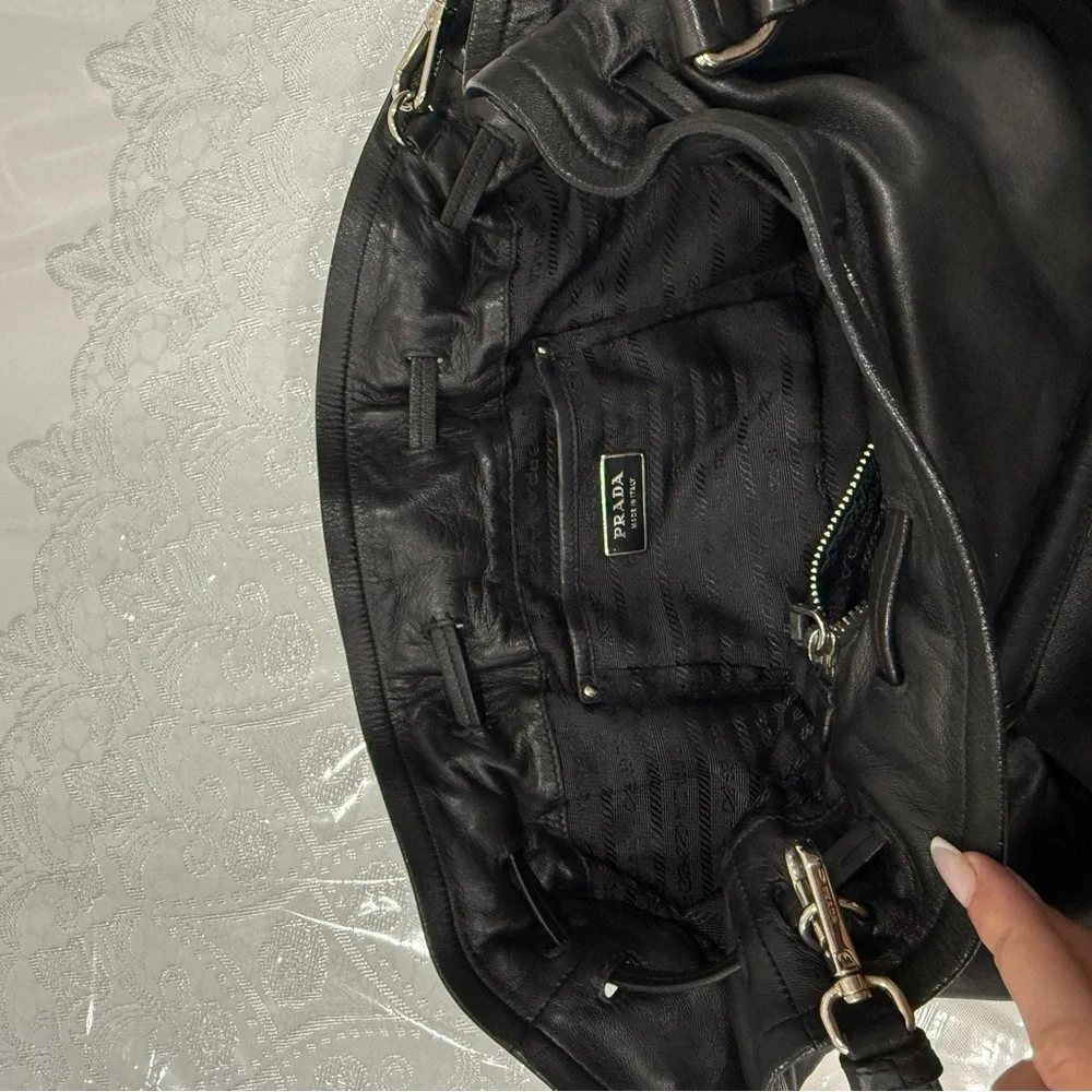 Prada Fringe Black Leather Womans Bag - Picture 9 of 9